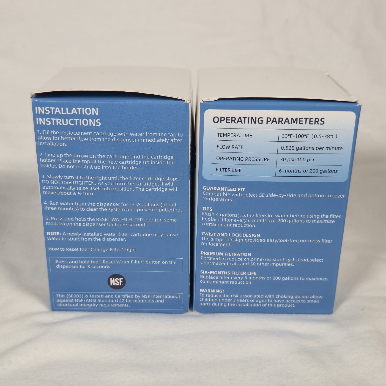 SETFEEL SE003 For GE MWF MWFP/A HDX FMG-1 GWF Refrigerator Water/Ice Filter 2pk