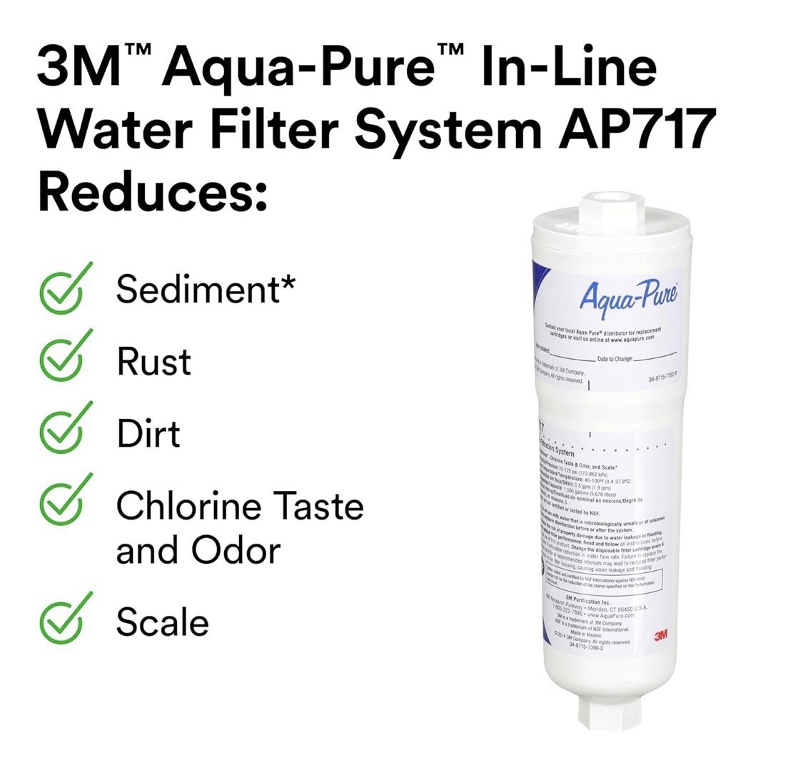 4x 3M Aqua-Pure AP717 In-Line Water Filters Chlorine Odor Sediment Scale 1500gal