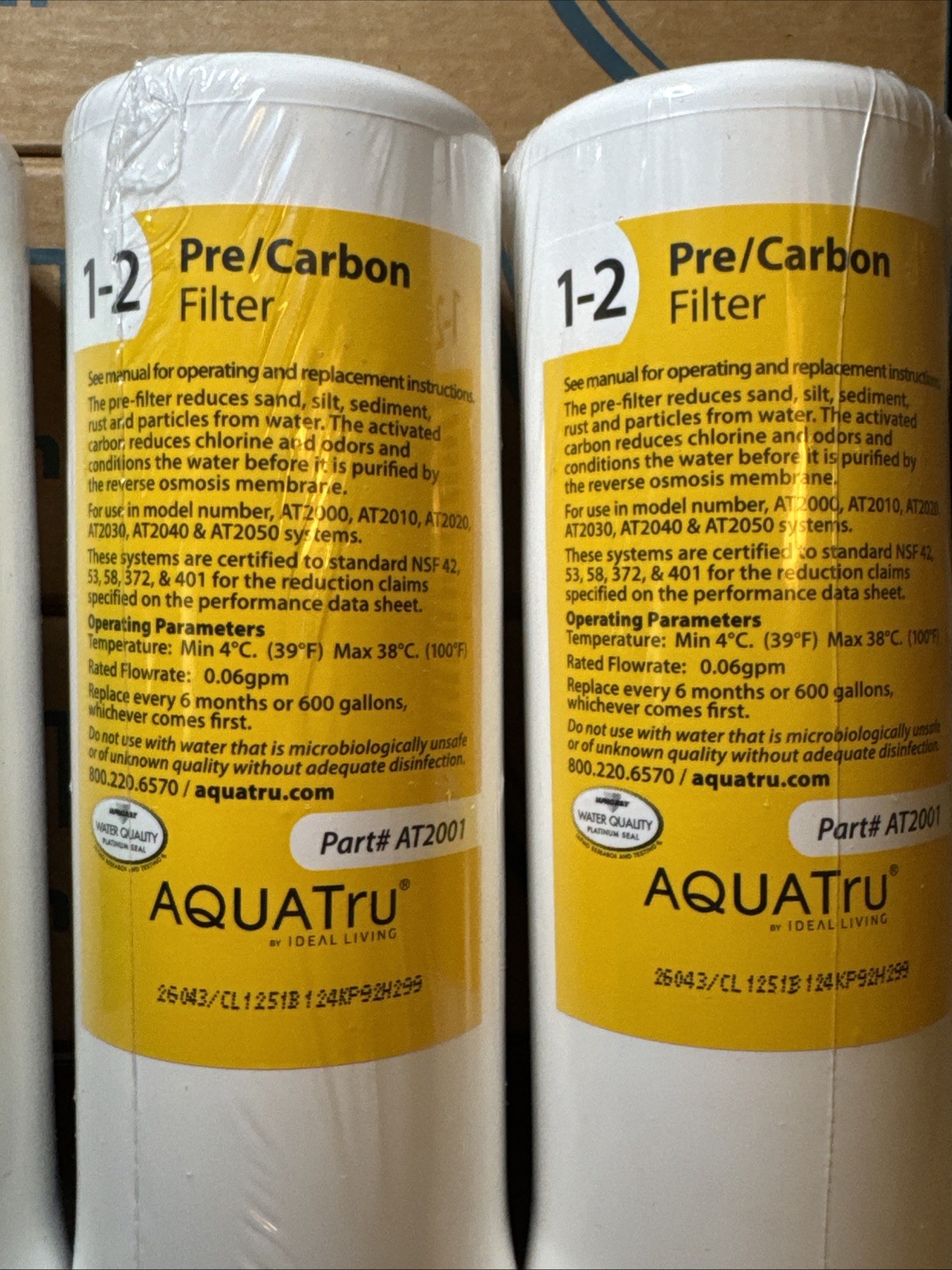 AquaTru 1-Yr Filter Combo Pack 2 Pre/Carbon Stage 1-2 & 1 VOC Carbon Stg4 Filter