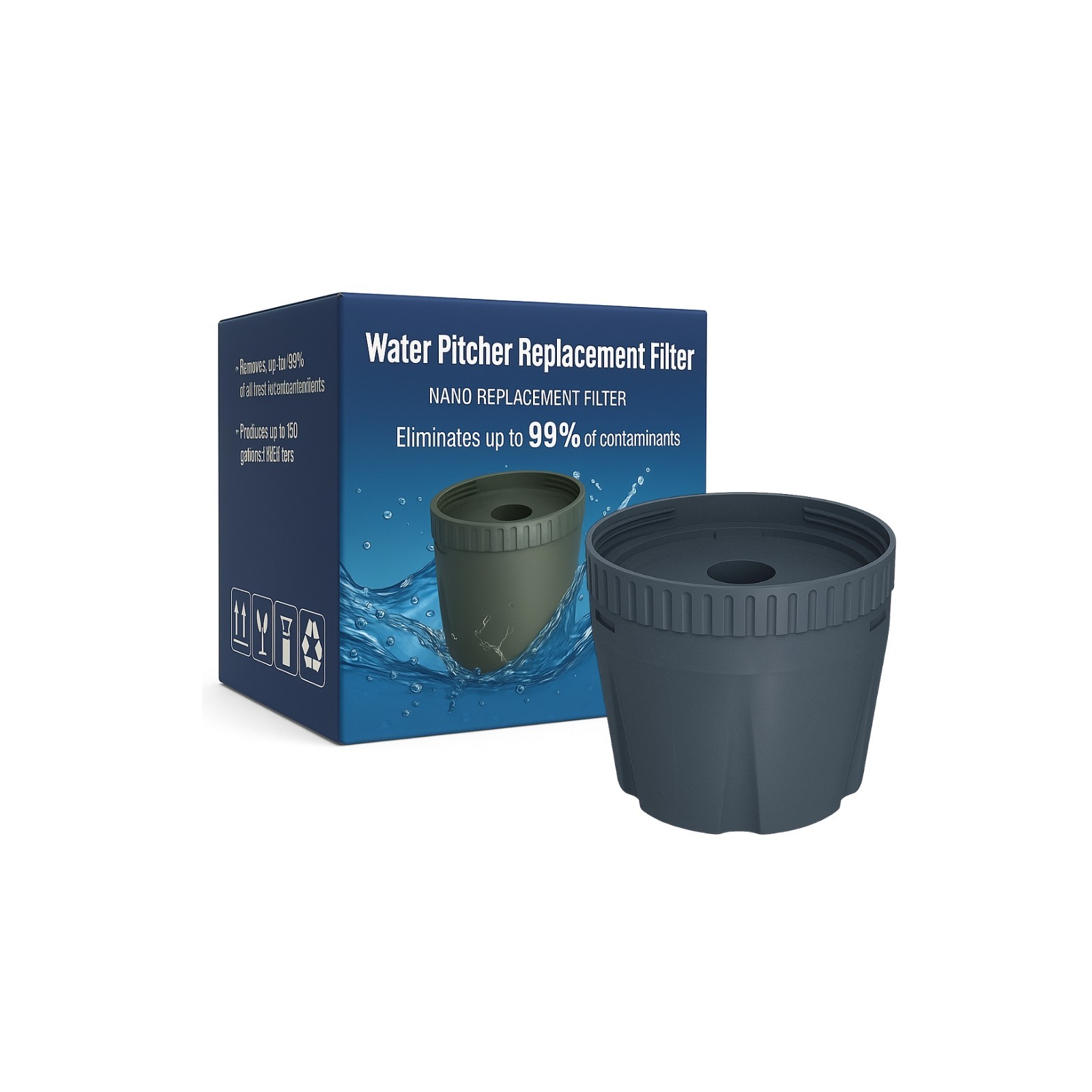 Nispira Water Pitcher Filter Replacement For Epic Nano Pitcher 150 Gal, 1 Pack