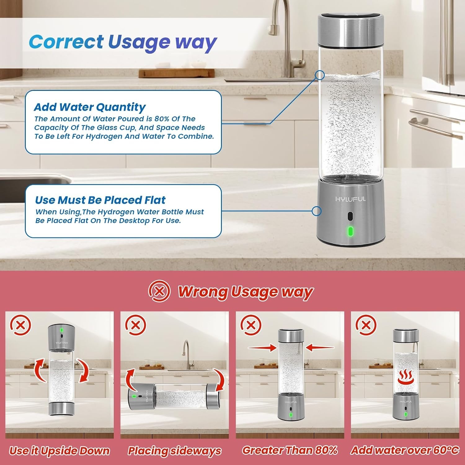 2026 Upgraded Hydrogen Water Bottle, 2400 Hydrogen Water Bottle Generator, Hydro