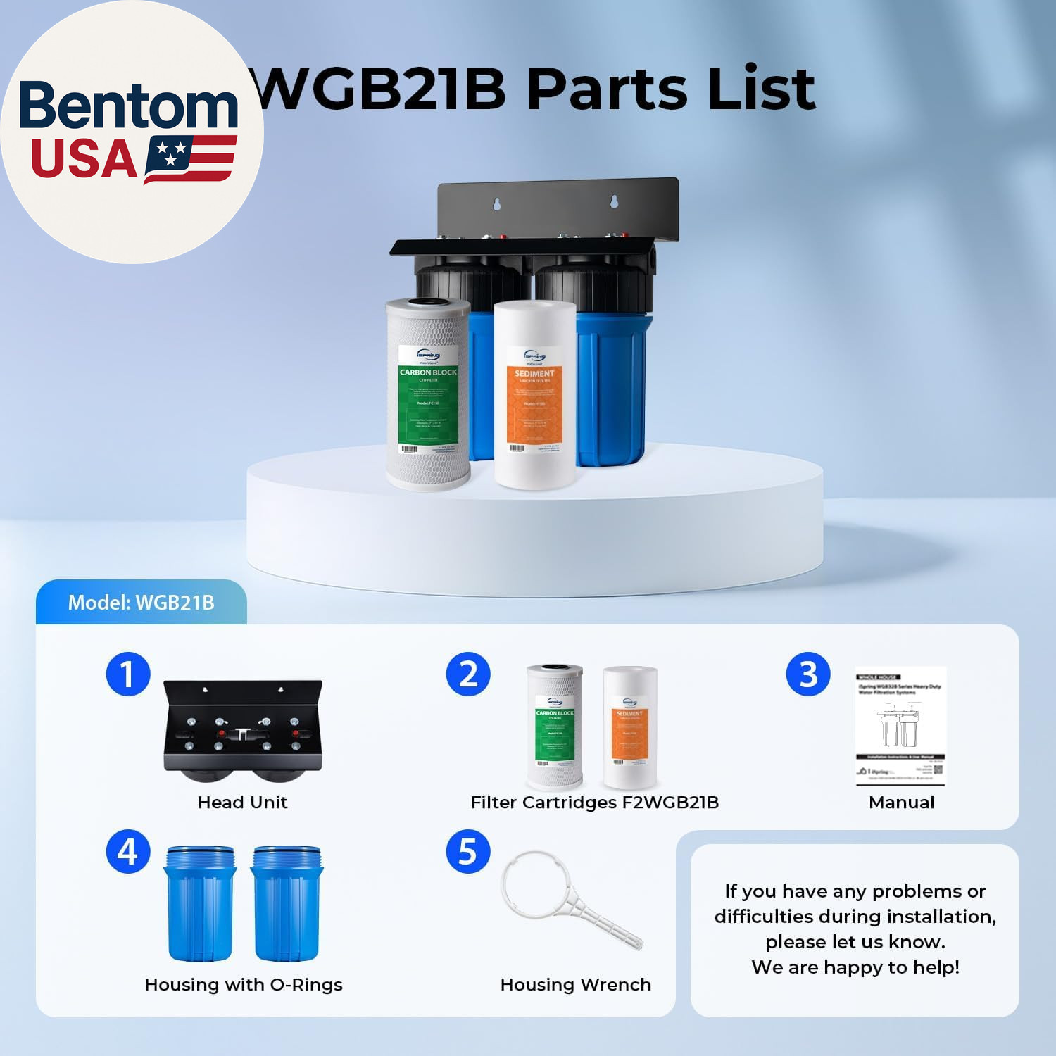 WGB21B 2-Stage Whole House Water Filtration System, with 10″ X 4.5″ Sediment Cto