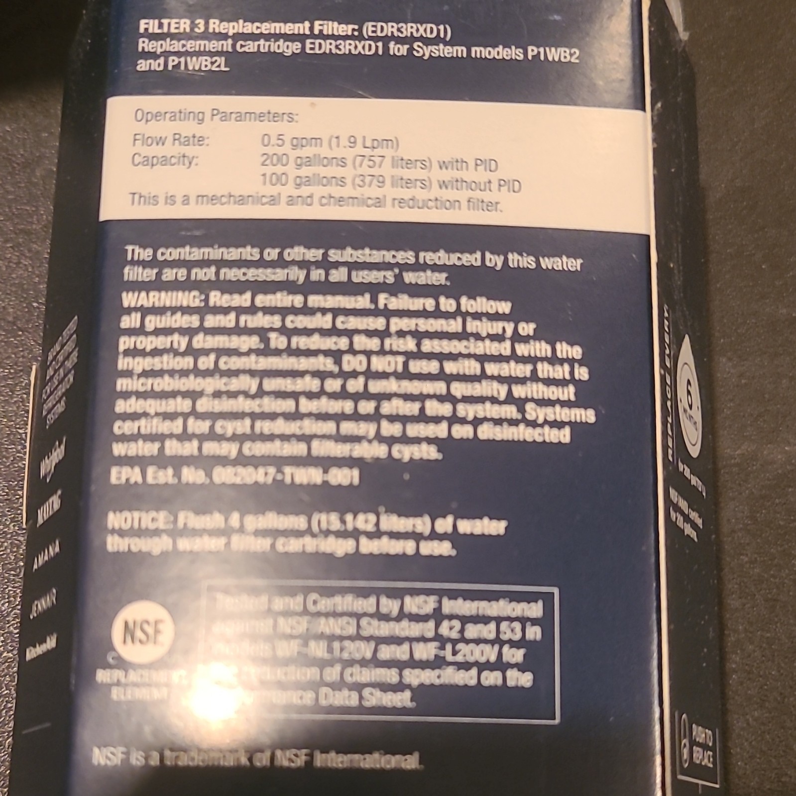 Everydrop Refrigerator Ice & Water Filter #3 Filtration BRAND NEW SEALED