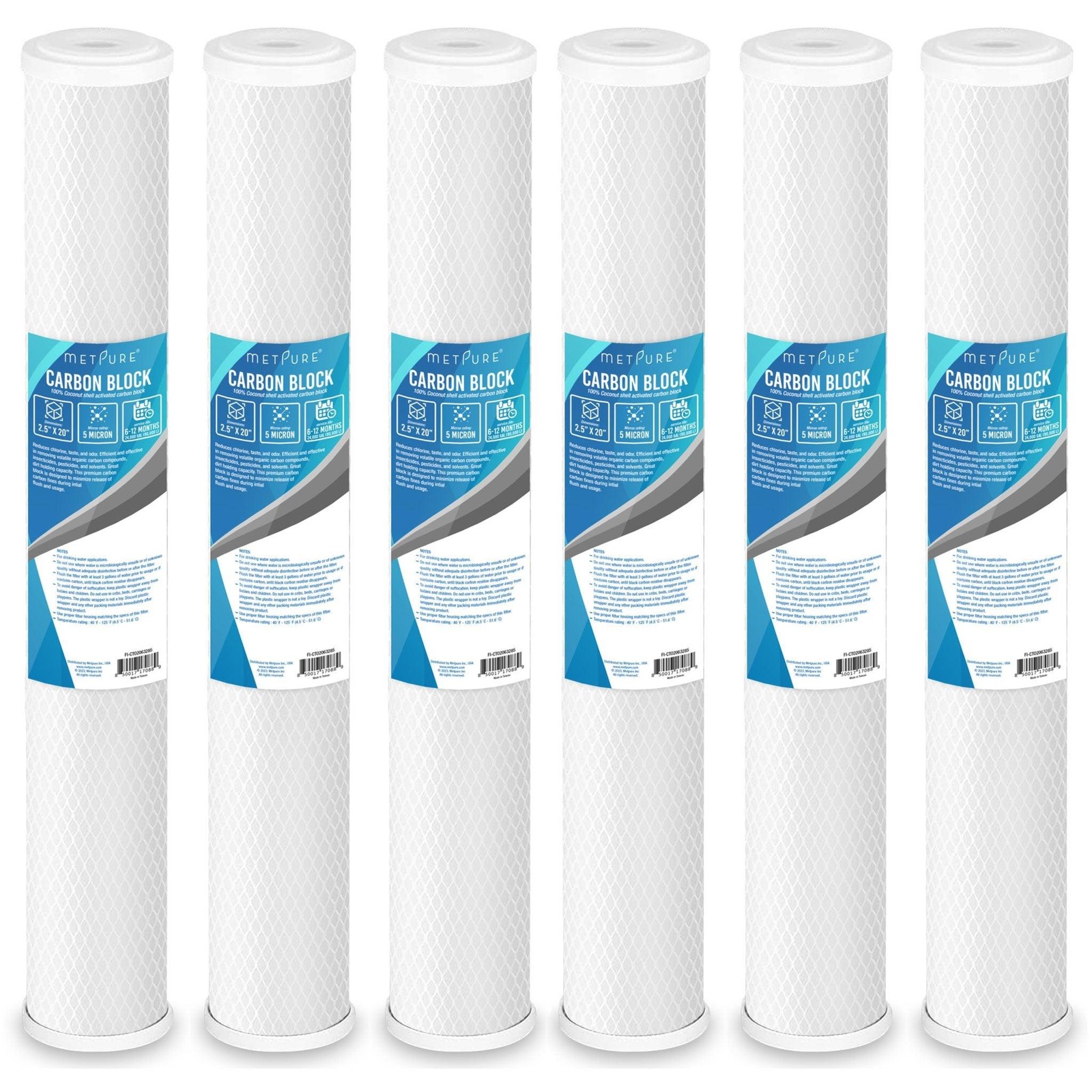 1 to 12 Pack 20” x 2.5” Whole House Carbon Block Water Filter Replacement- 5 Mic