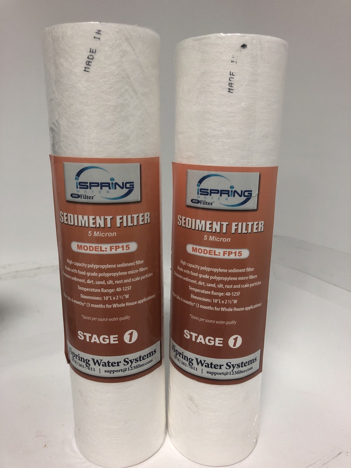 iSpring FP15 5 Micron 15000 Gallon Sediment Filter 10″in x 2.5″in 2/Pack