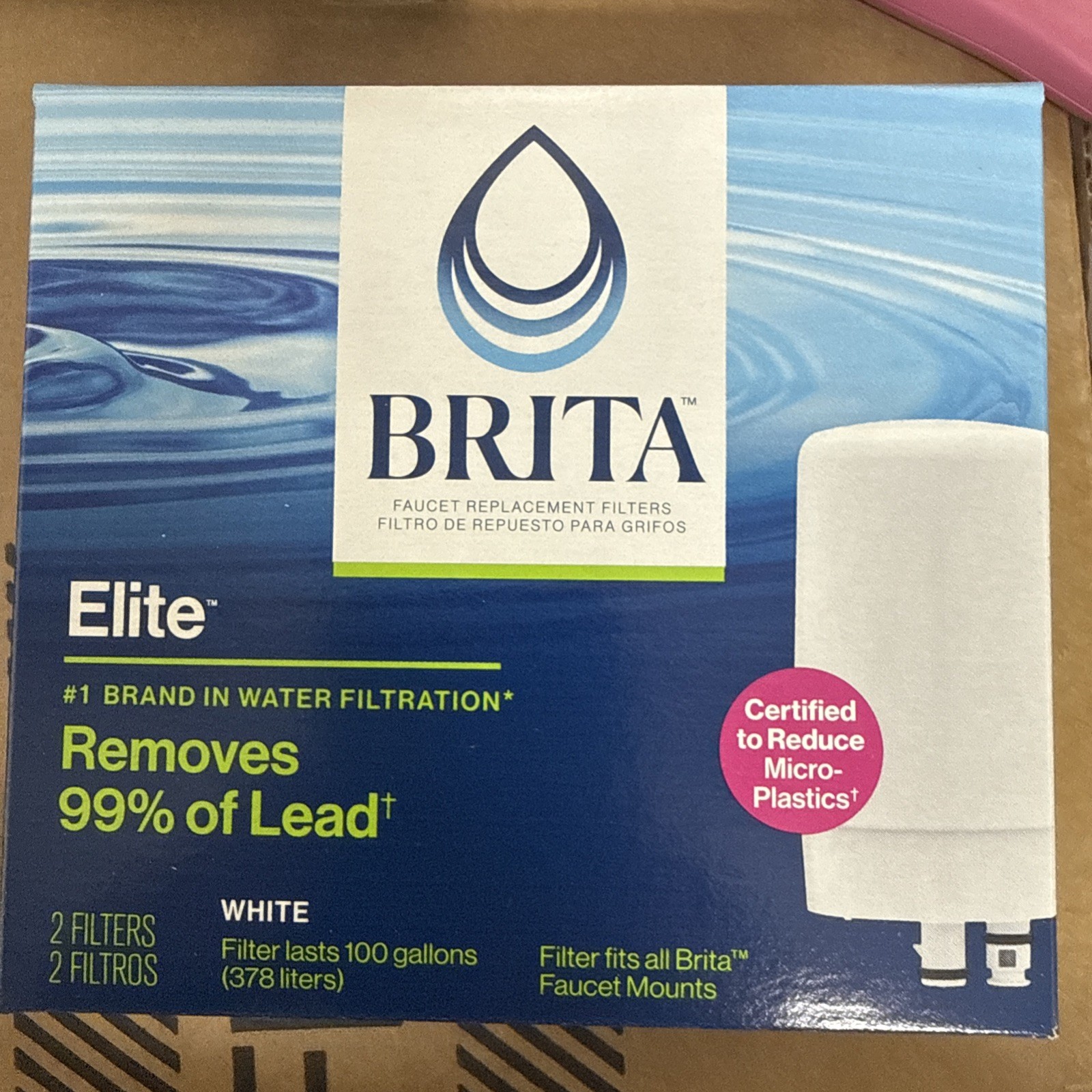 NEW Brita Faucet Elite White Filter Replacement 2 Pack Remove 99% Lead
