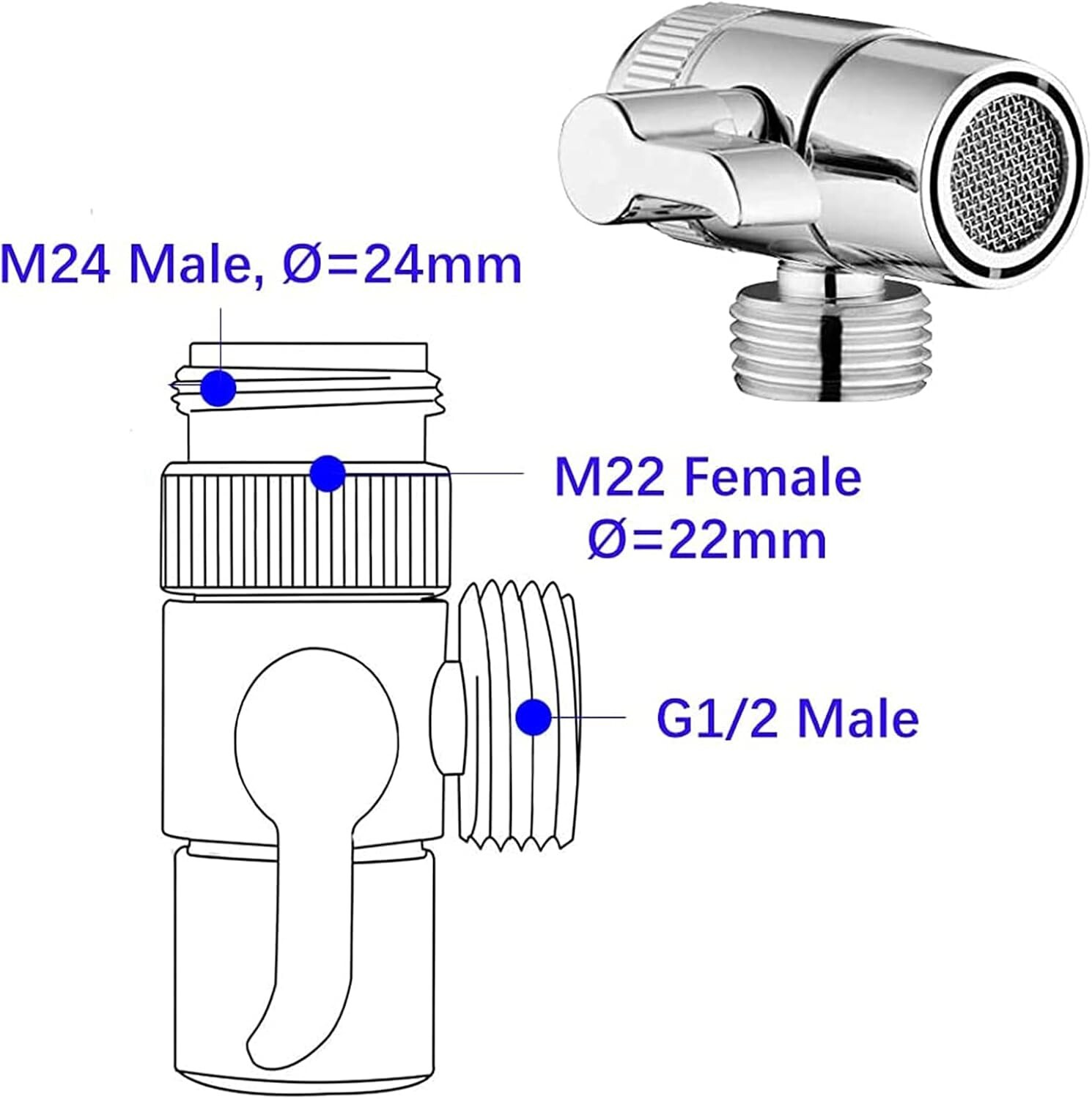 Compact Kitchen & Bath Diverter Valve with Multiple Adapters – Premium Quality