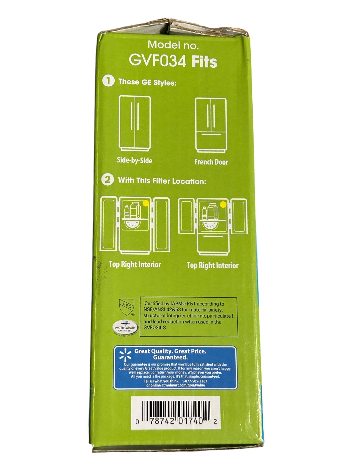 Great Value Water Filter Replaces XWF – For French Door or Side-By-Side – GVF034