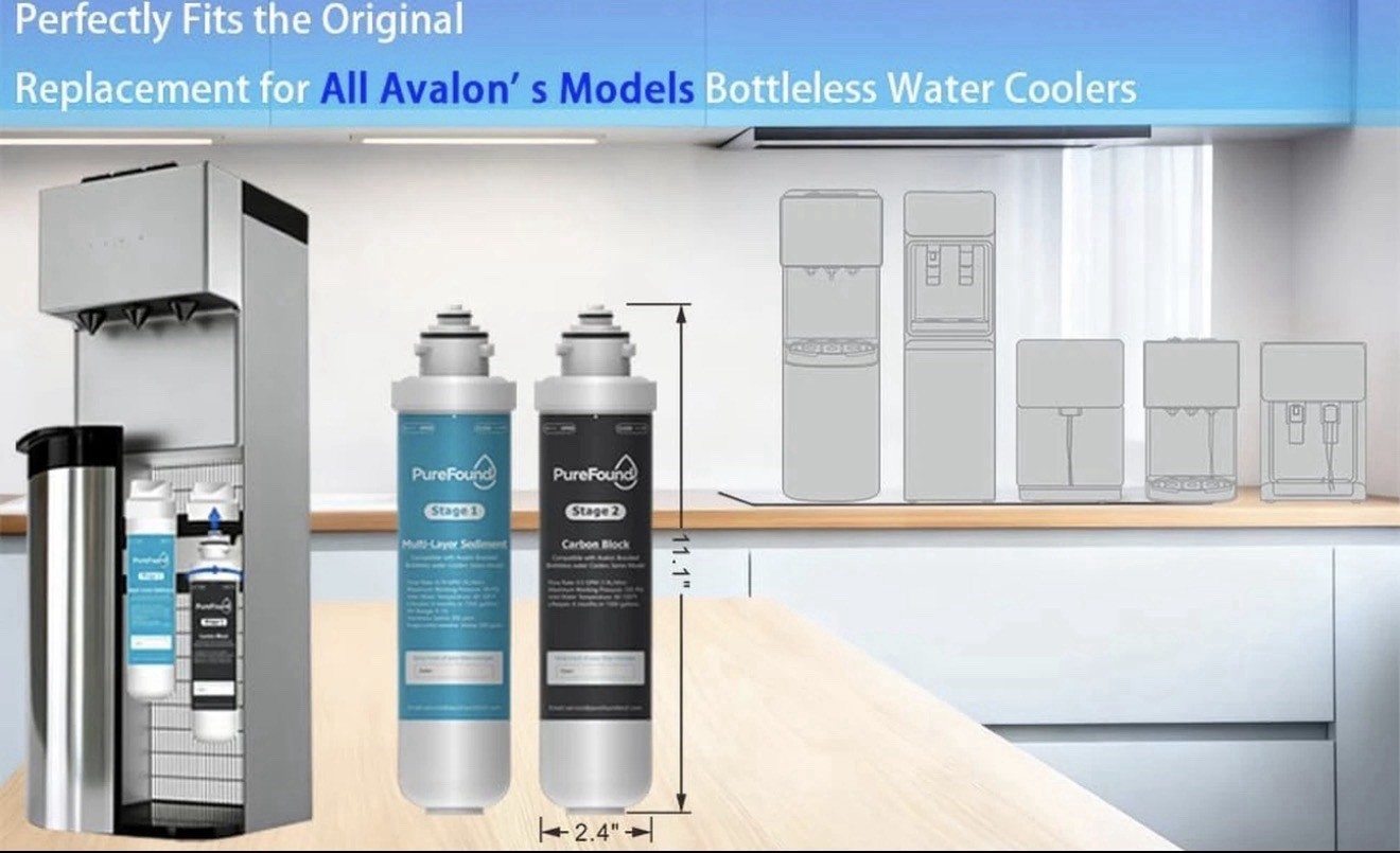 2 Stage Replacement Filters Compatible with All Avalon Bottleless Water Coolers