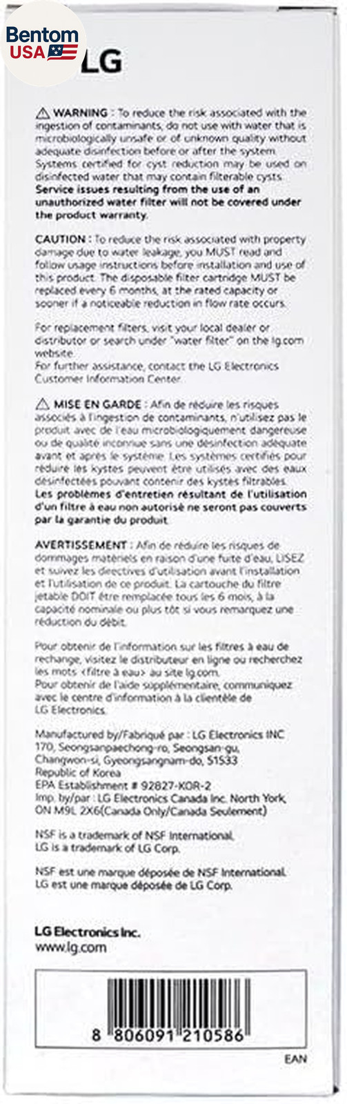 LG LT1000P – 6 Month / 200 Gallon Capacity Replacement Refrigerator Water Filter