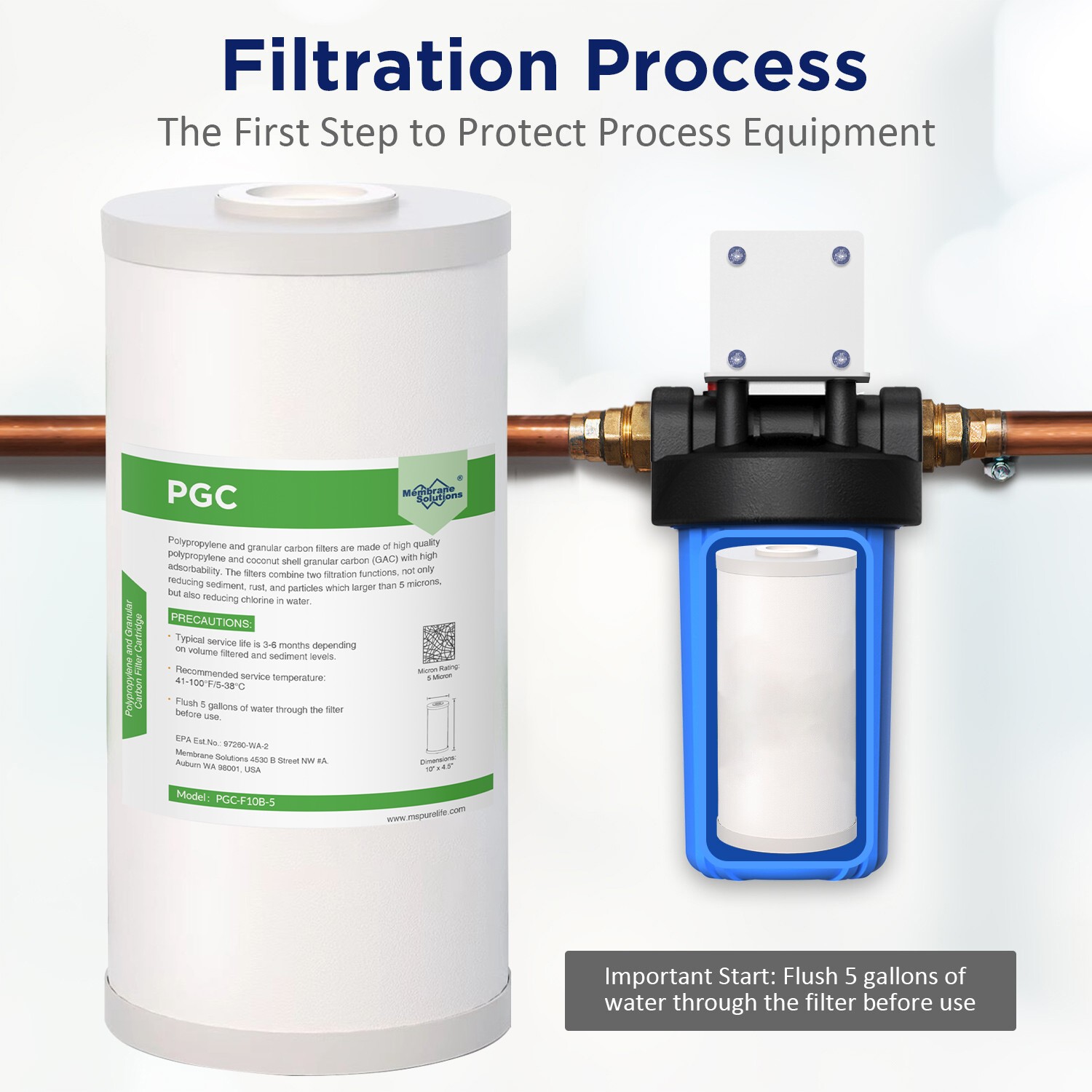 1-8 Pack 10×4.5″ Whole House 5 Micron Sediment Coconut Carbon Block Water Filter
