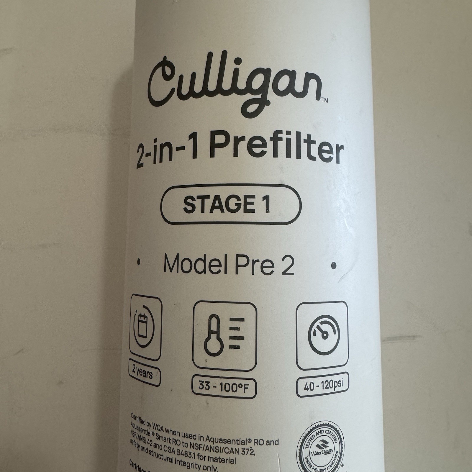 Culligan 2 In 1 Pre filter Stage 1 Model Pre 2 New