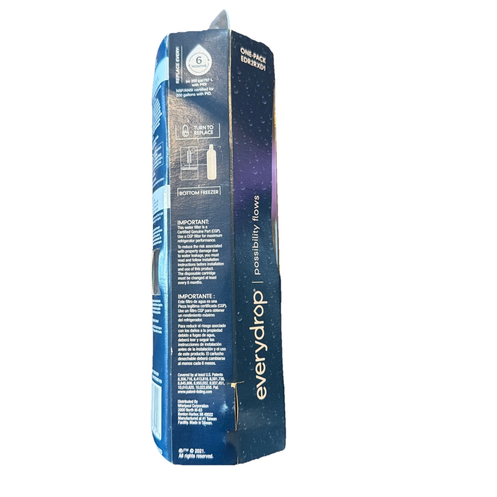 EveryDrop Filter 2 Ice & Water Refrigerator Filter ΕDR2RXD1 New/Sealed