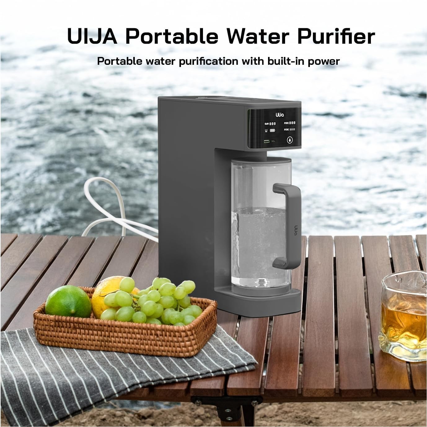 Uija Portable 5-Stage Ro Countertop Water Filter, Battery Powered, 18.5 Gal Cap
