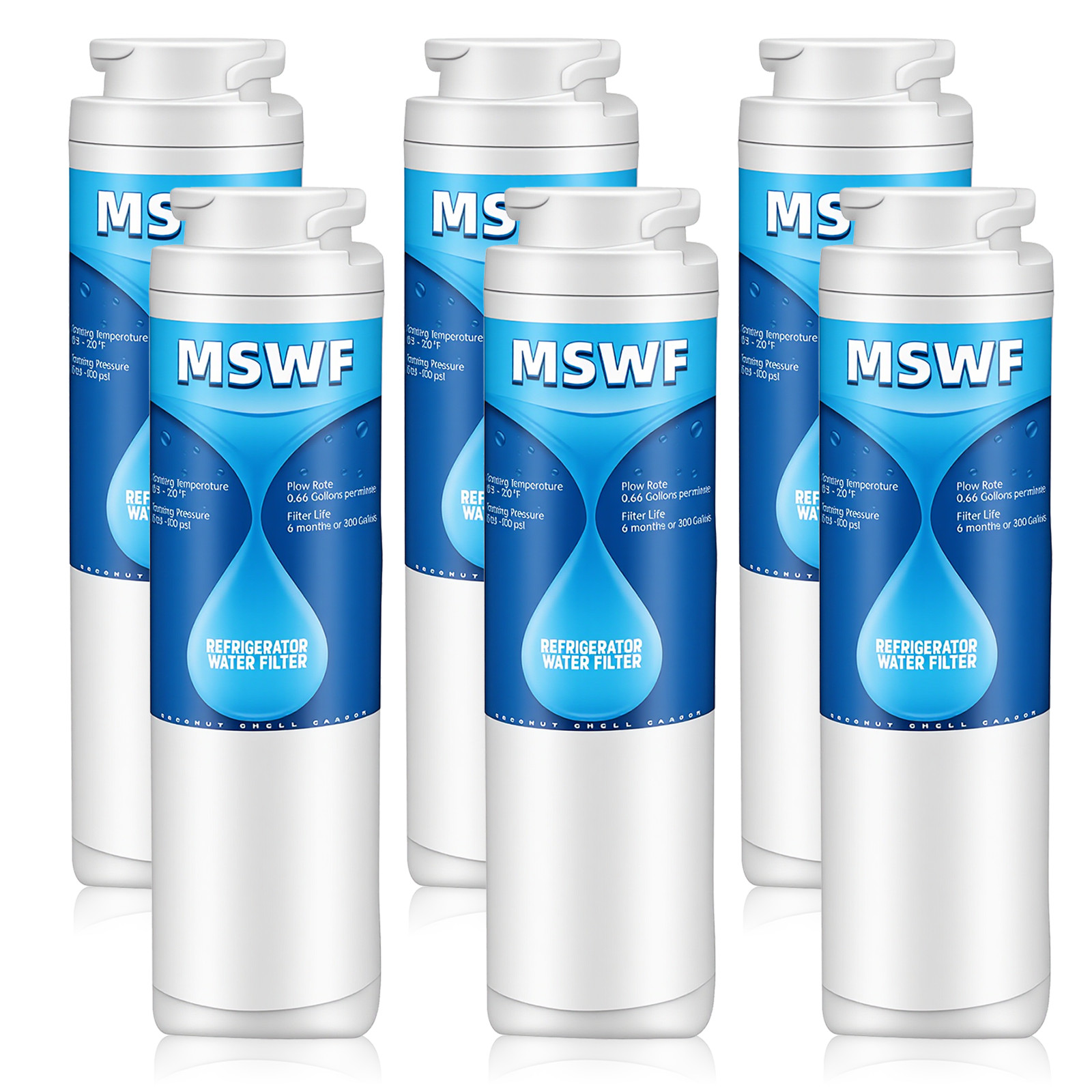 6-Pack MSWF Water Filter Compatible with GE 101820A, 101821B, RWF1500A,MSWFDS