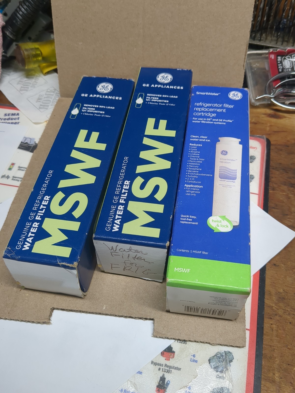 (3) GE MSWF SmartWater Refrigerator Replacement Water Filter New OEM Genuine