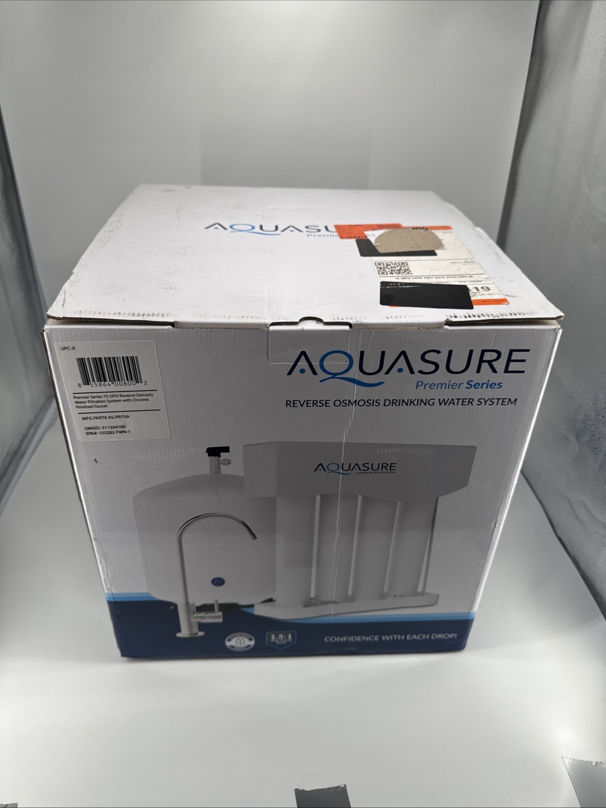 AQUASURE Premier 75 GPD Reverse Osmosis Filtration System w/ Chrome Faucet