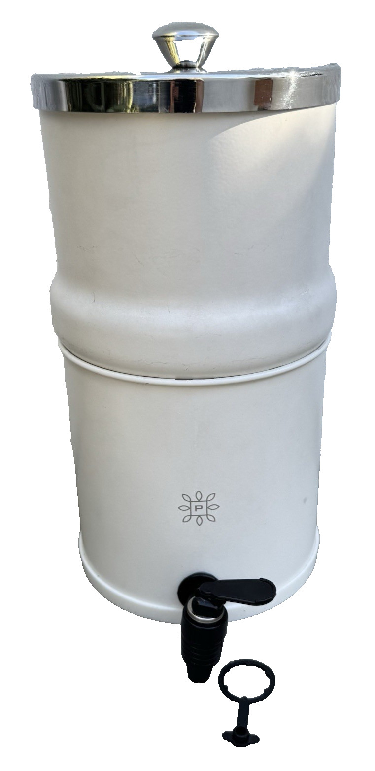 The Pure Co Countertop Water Filter System Decanter Gravity Fed Ivory 1 Gallon