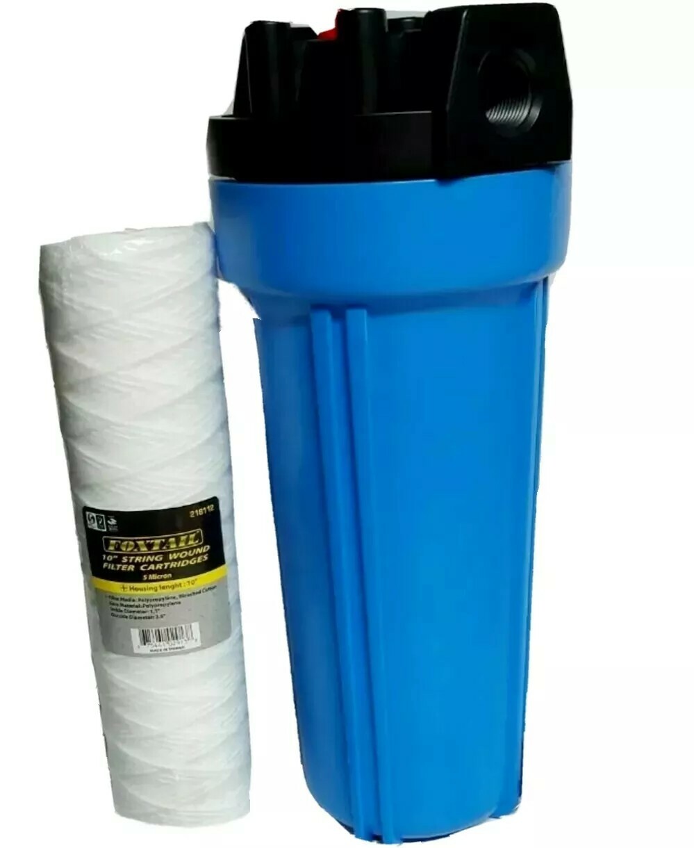 FOXTAIL 10 in. Whole House System Water Filter Kit 3/4″ Outlet & 3/4″ Inlet