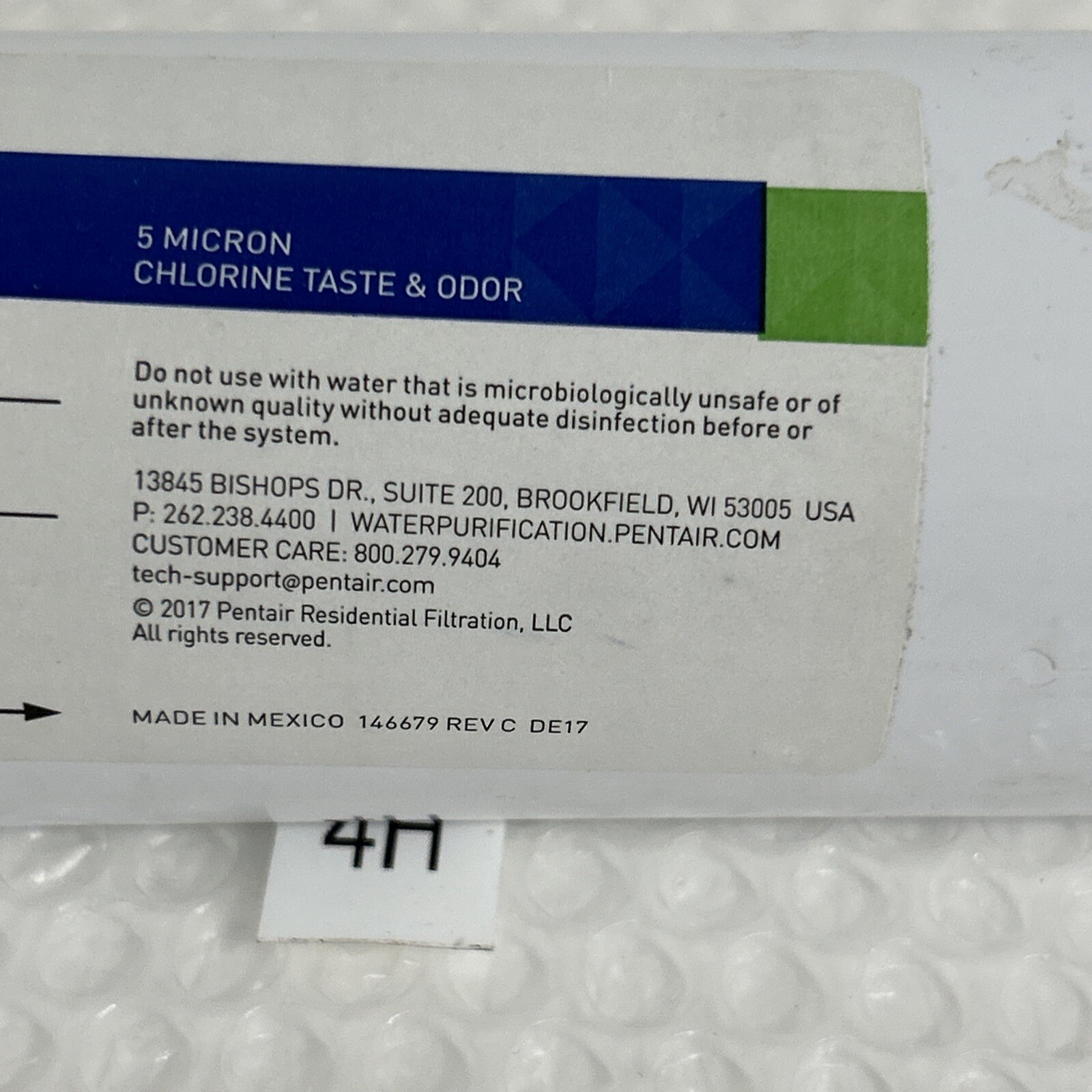 Pentair Pentek GS-215CB5 Inline Water Filter 3,500 Gal 1.0GPM 40-100°F 20-125PSI