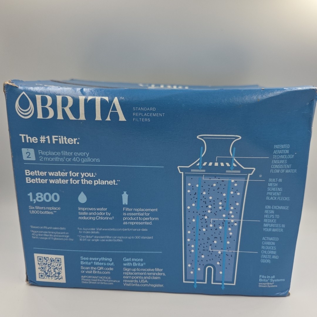 Brita Standard Water Filter, Replacement Filters for Dispensers BPA Free 6 Count