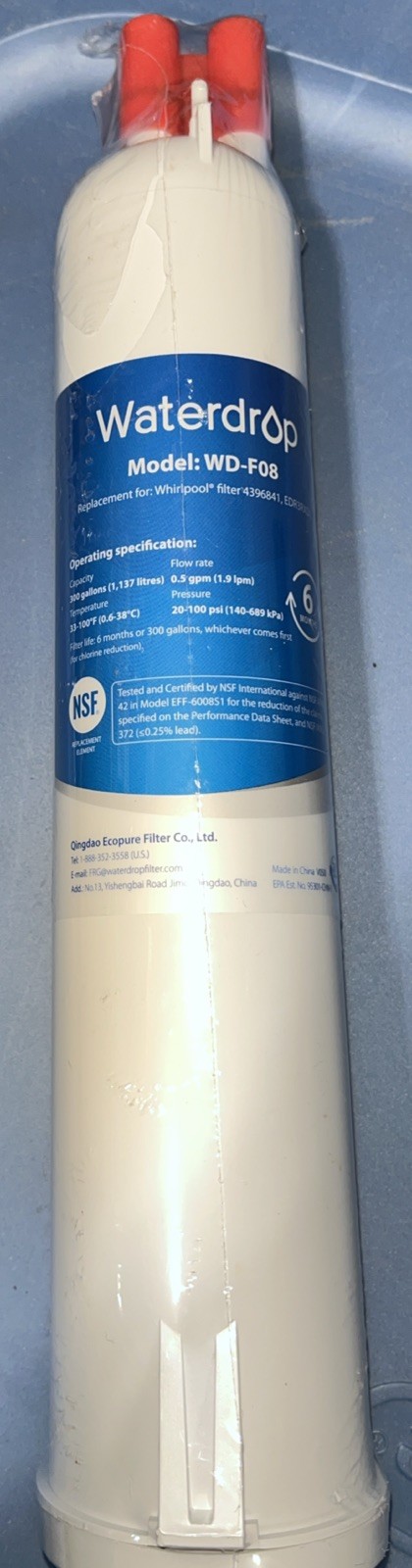 Waterdrop WD-F08 Refrigerator Water Filter, Fits Kenmore® 46-9083, 46-90309
