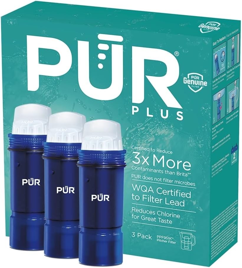 PUR Plus Water Filter Replacement for Pitchers & Dispensers – 3 Count, 6-Month