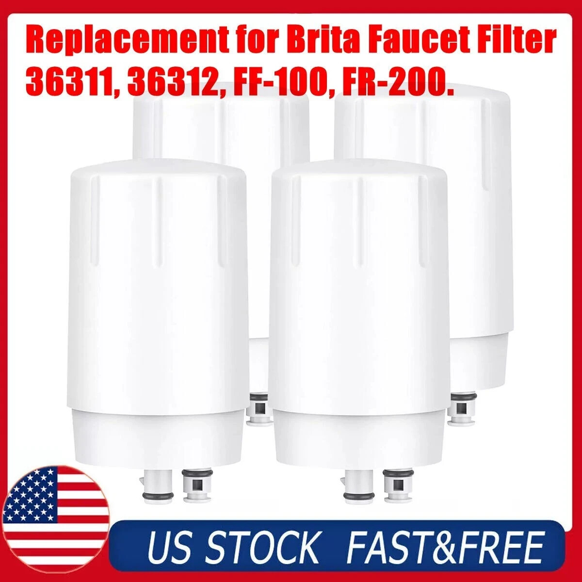 (4) Replacement For Brita Faucet Filter Brita 36311 36312 FF-100 FR-200 US STOCK
