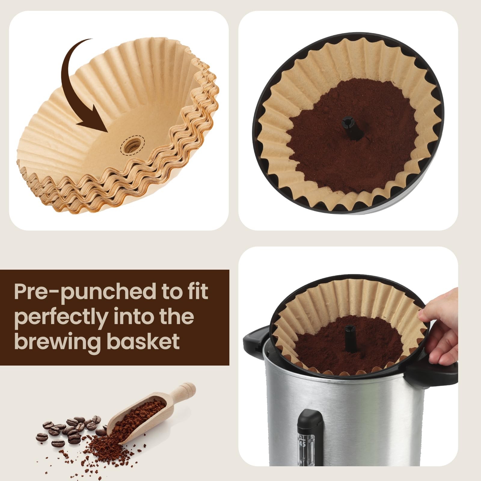 Large Coffee Filters Compatible with Sybo Commercial Maker, 120 for 8L