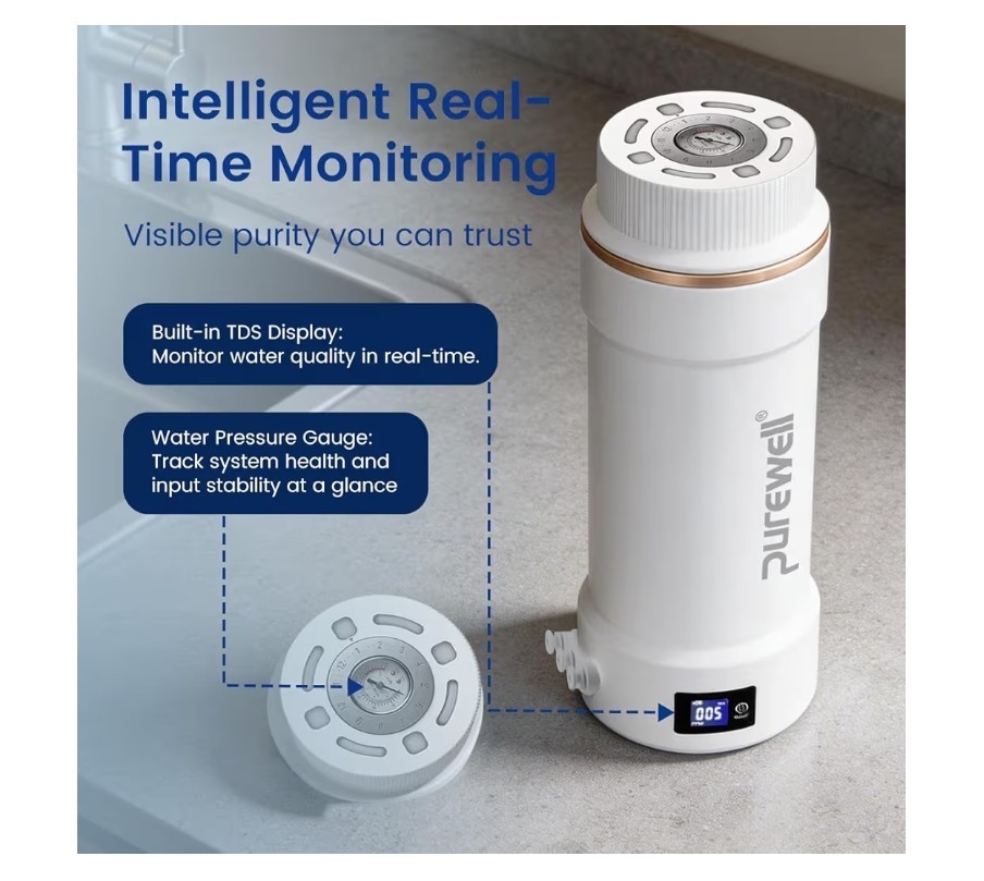PUREWELL U01 Tankless Filtration RO Reverse Osmosis 800GPD Water Filter NO ELEC.