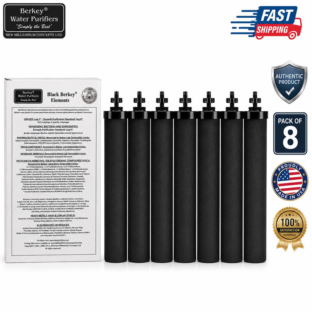 Black Berkey BB9-2 Water Filter Replacement Elements 2 | 4 | 8 Packs