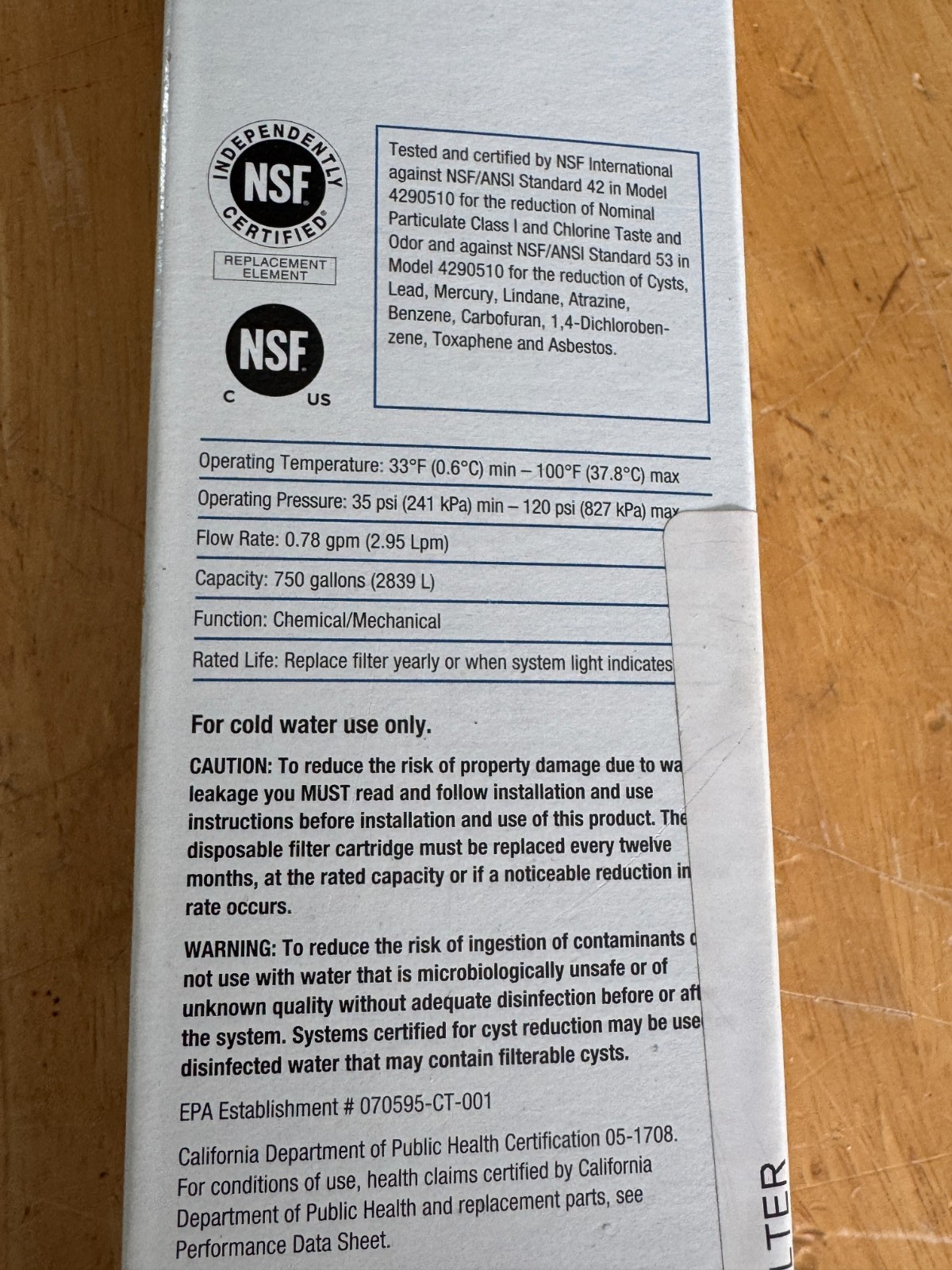 Sub-Zero 4204490 Replacement Water Filter for Built-In Refrigerators