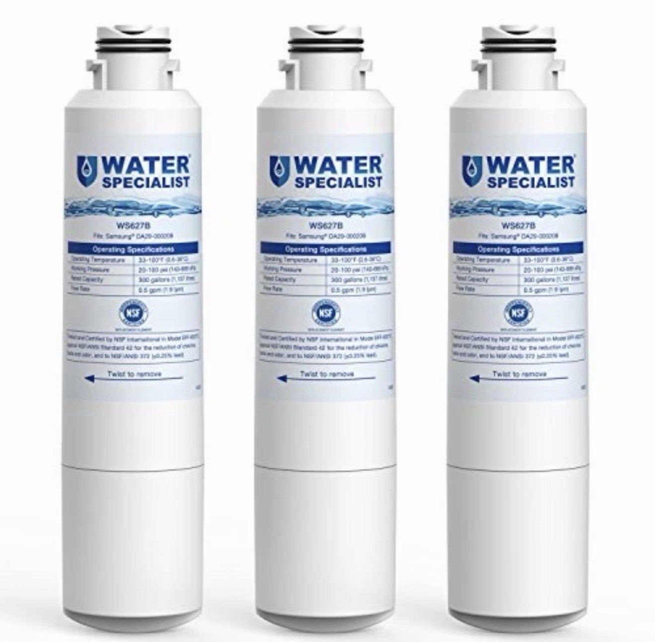 Waterspecialist replacement for Samsung DA29-00020B Refrigerator Water Filter,3P
