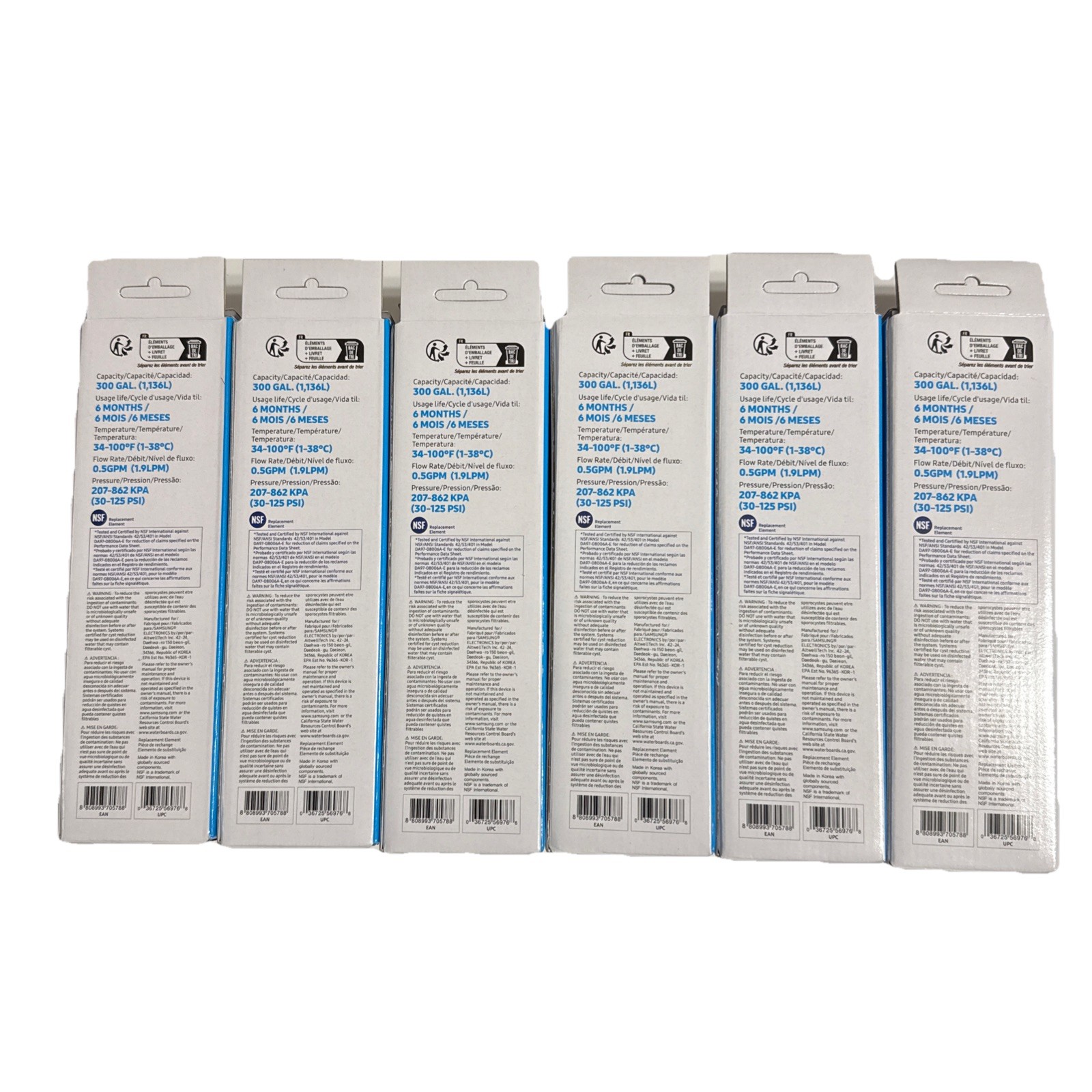 6 PACK Genuine Samsung DA29-00020B HAF-CIN/EXP Refrigerator Water Filter US