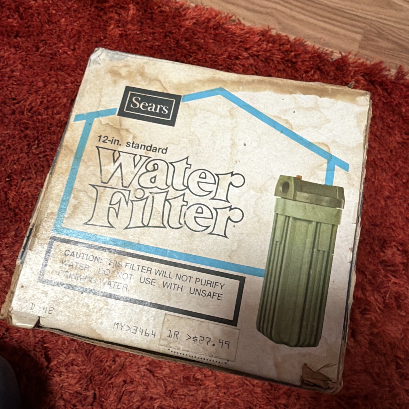 Vintage SEARS 12-Inch Standard WATER FILTER 42-3464 Avocado Green
