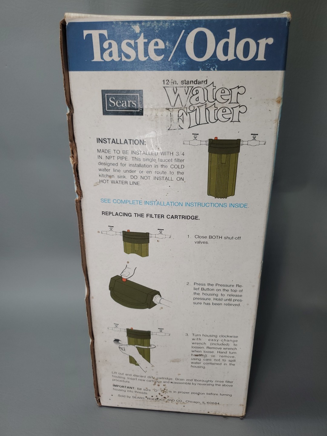 Vintage Sears 12 Inch Standard Water Filter, 423464, New In Box, Retired 1970’s