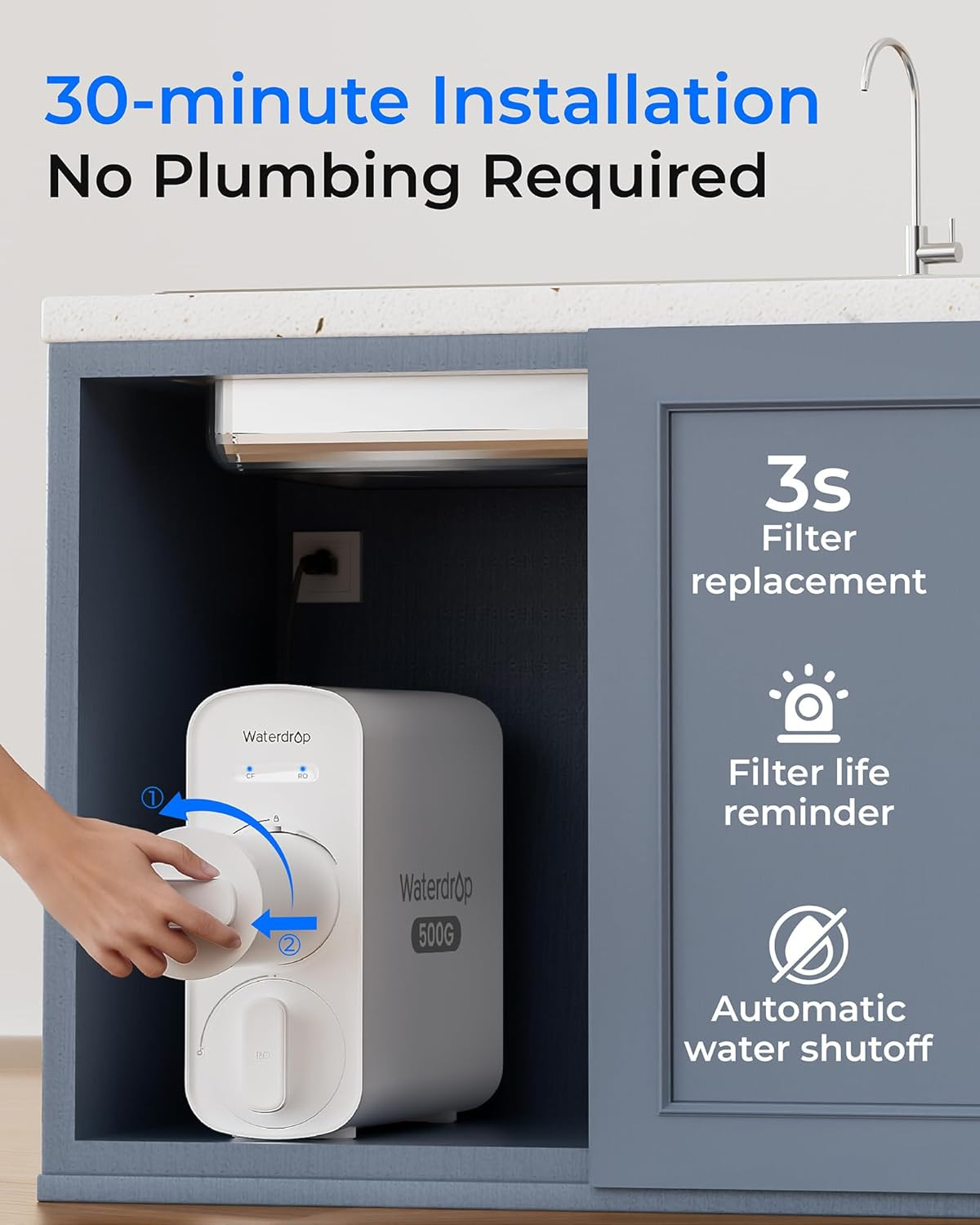 G5P500 Reverse Osmosis Water Filter 7 Stage NSF 500G RO System Reduces TDS PFAS