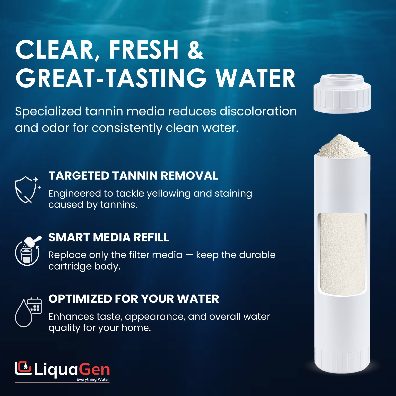 LiquaGen 2.5″ x 10″ Tannin Reduction Filter Cartridge