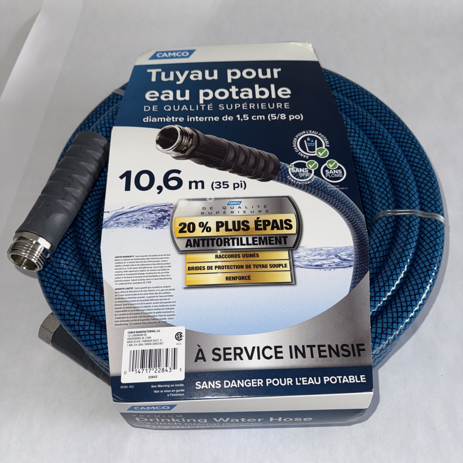 Camco 22843 Premium Drinking Water Hose, 5/8 In. x 35 Ft.