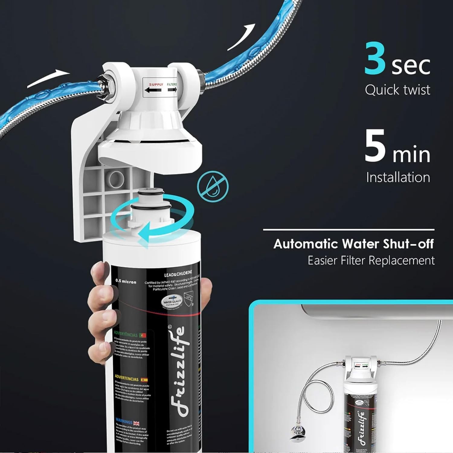 Effortless Install Under Sink Water Filter – 1600 Gallons, NSF Certified System