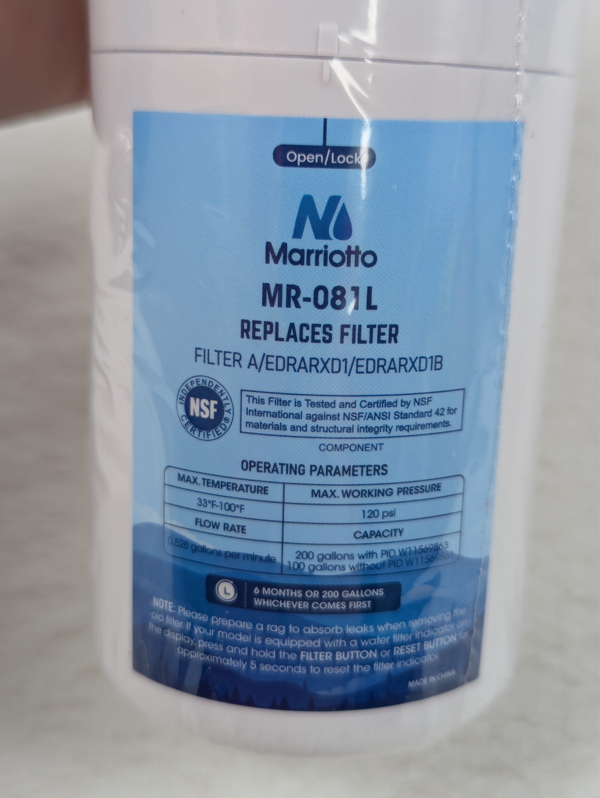 Marriotto – MR-081L – Replacement Water Filter – 2 Pack – Sealed