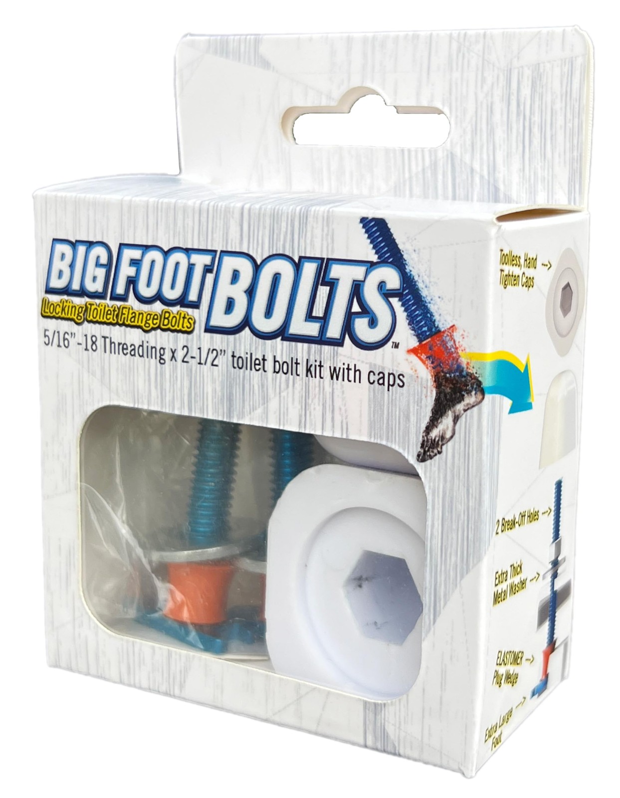 Toilet Bolts & HandTighten Caps 5/16 Inch Thread 2.5 Inch Length 1 PCS