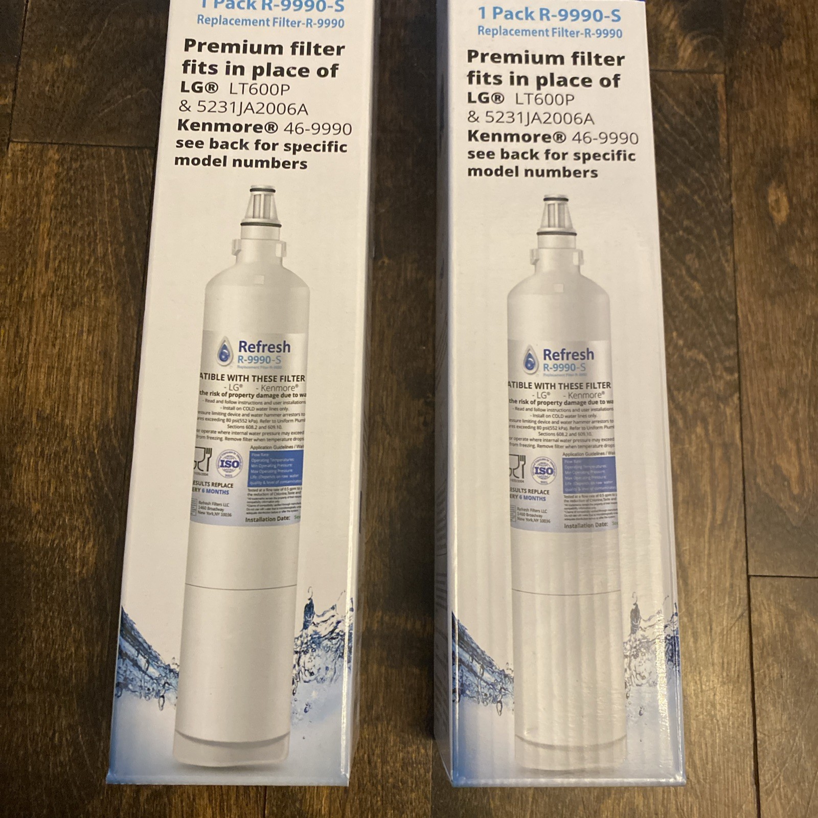 Refresh Refrigerator Water Replacement Filters NIB – R -9990-S – 2 Pack 2 Boxes