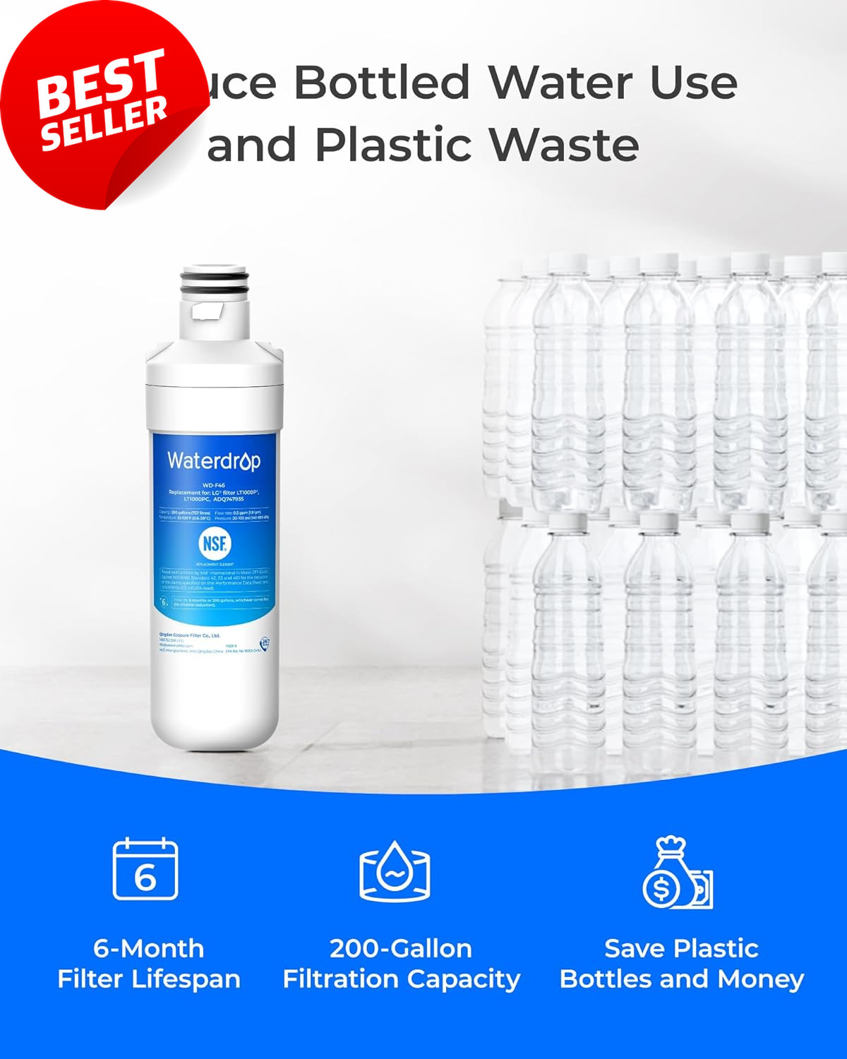 LT1000PC Refrigerator Water Filter NSF Certified Replacement for LG LT1000P