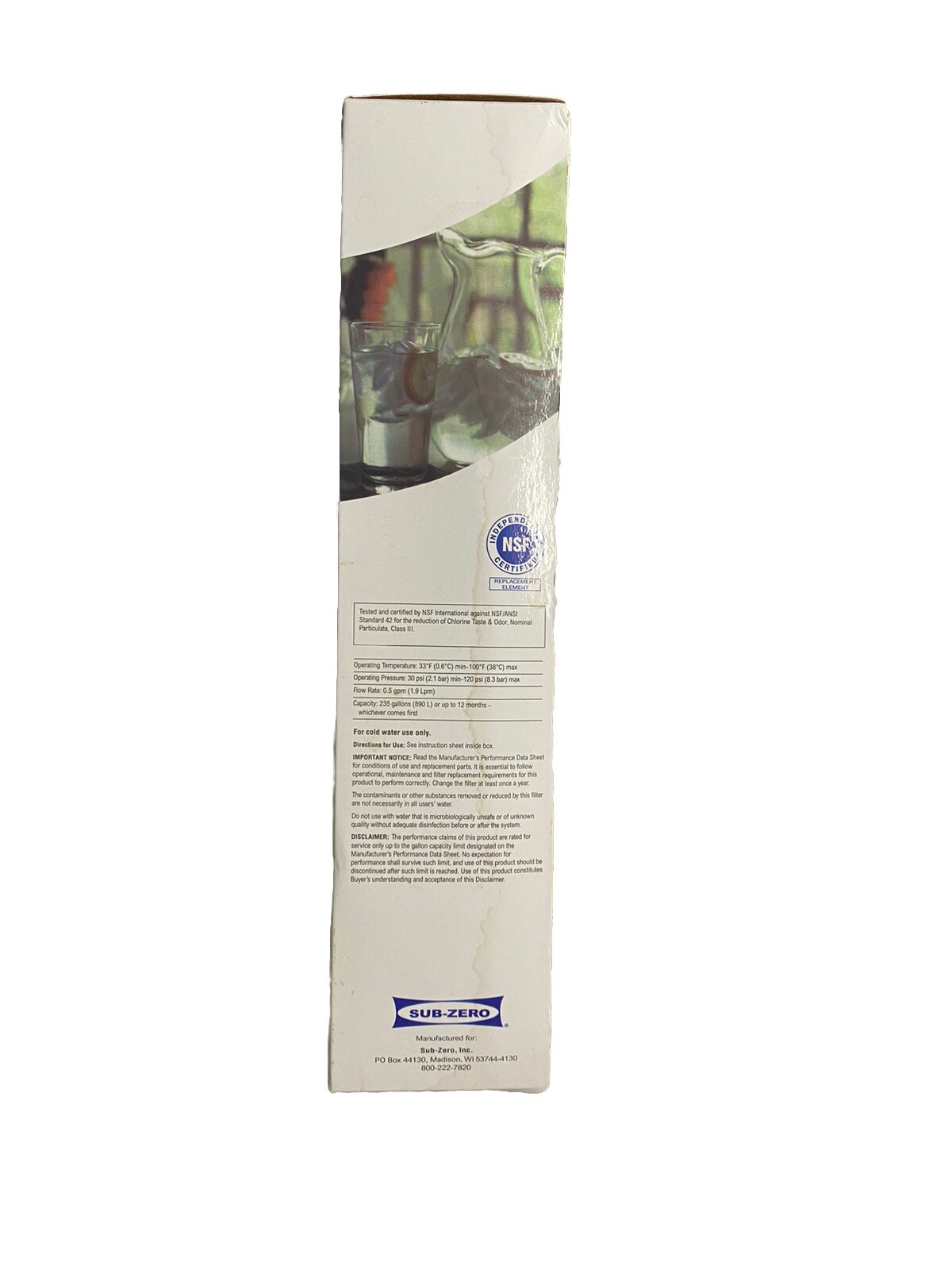 SUB ZERO Water Filter 7012333