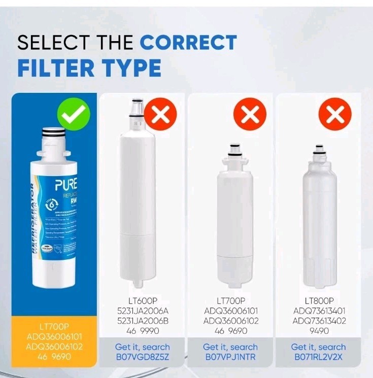 PUREPLUS RWF4700AC Fit for LG LT1000P LT1000 LT1000PC & Air Filter 3 Pack 💧