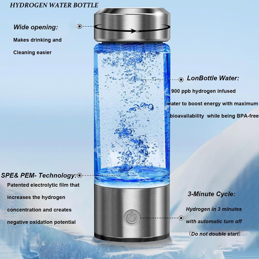 Hydrogen Rich Alkaline Water Ionizer Generator Bottle Cup Portable Mug 420ml USB