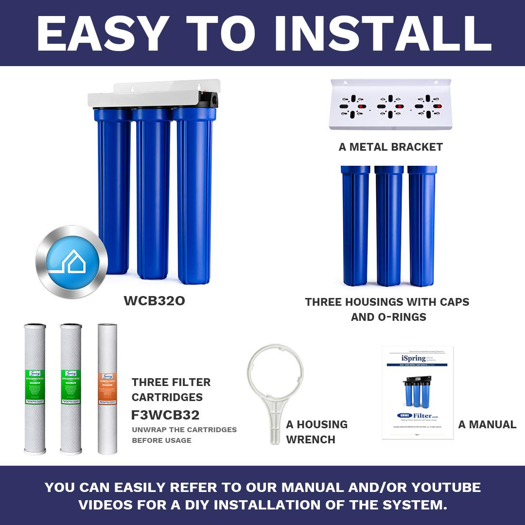 3-Stage Whole House Water Filter System – Reduces 99% Chlorine & Odors