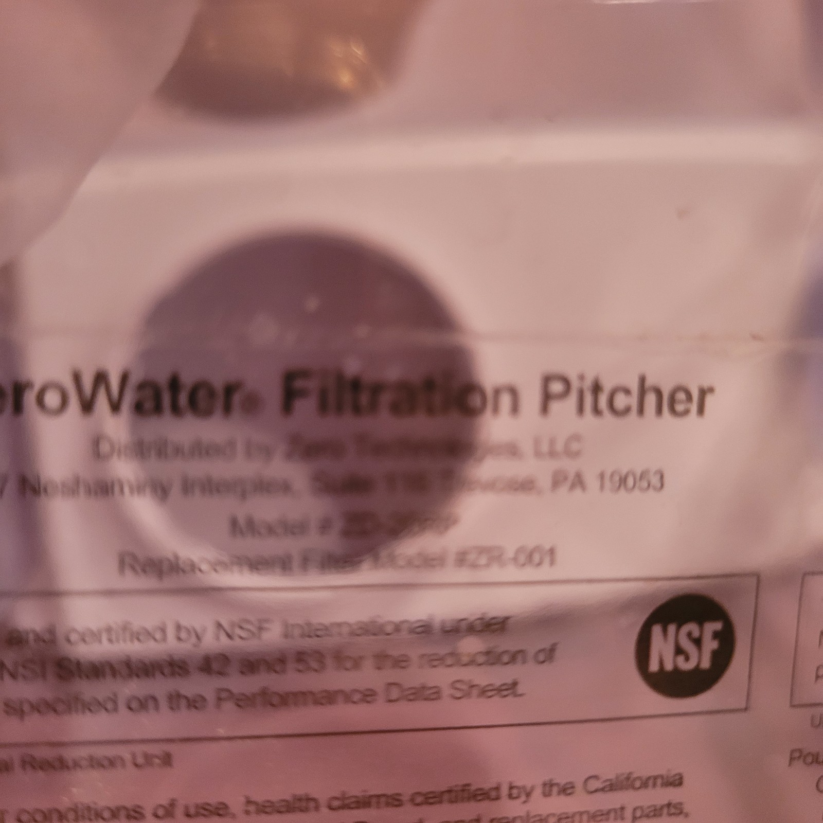 Zero Water Filtration Pitcher Only Dispenser Filtered Health Wellness No Filter