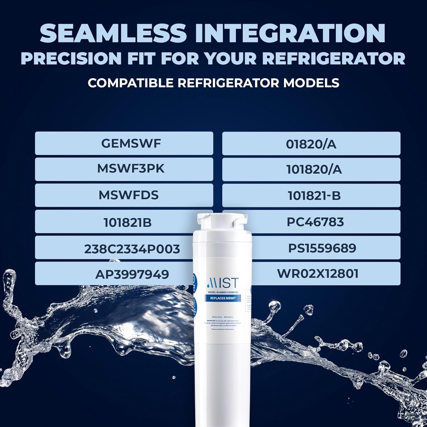 MSWF Refrigerator Water Filter Replacement, Compatible with GE Models: 101820…
